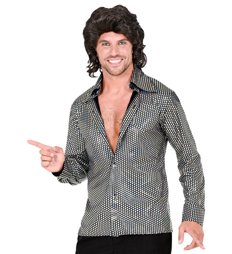 Widmann SRL Disco shirt jaren 70 zilver heren