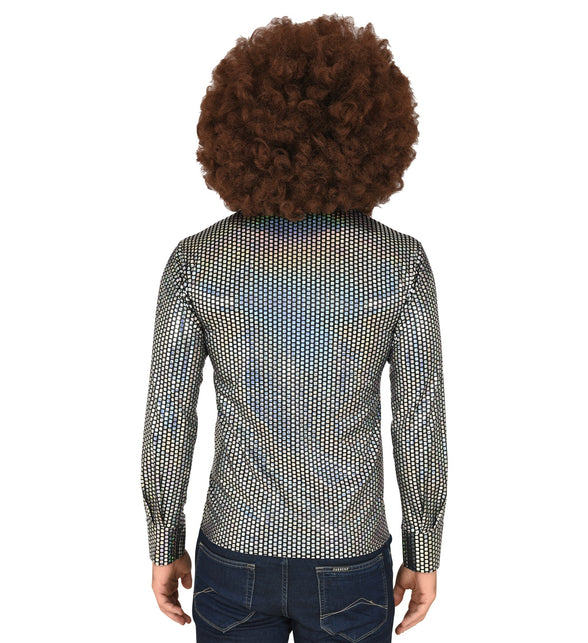 Widmann SRL Disco shirt jaren 70 zilver heren