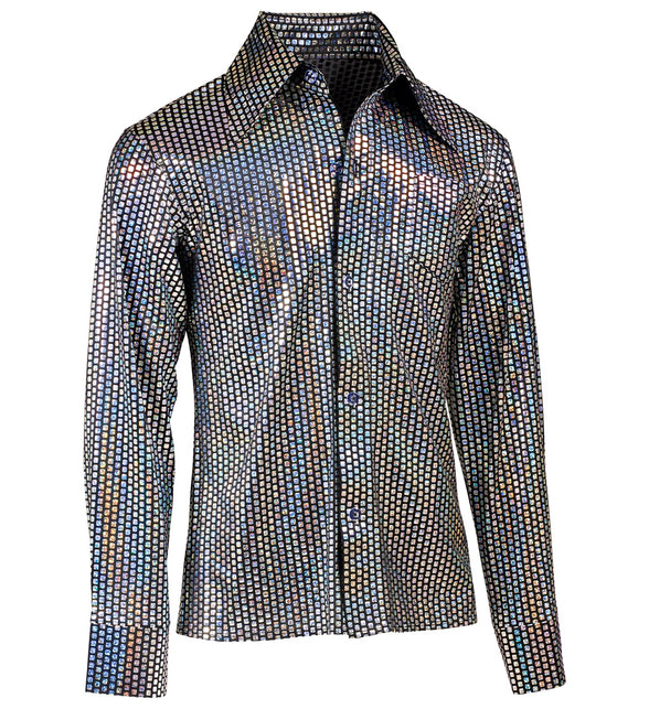 Widmann SRL Disco shirt jaren 70 zilver heren