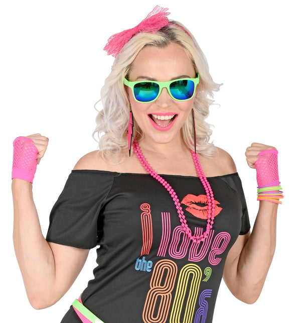 Widmann SRL Disco verkleedset jaren 80 neon roze