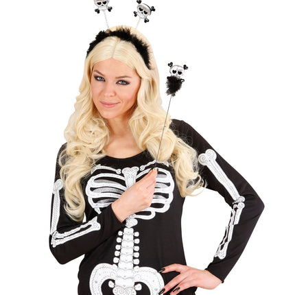 Widmann SRL Doodshoofd schedel hoofdband met staf