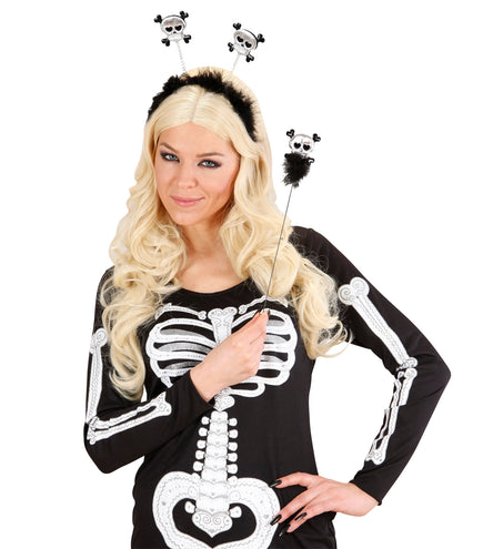 Widmann SRL Doodshoofd schedel hoofdband met staf