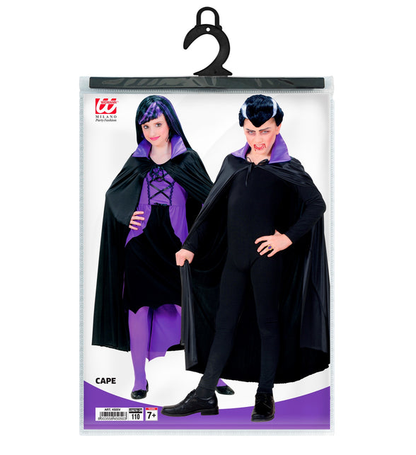 Widmann SRL Dracula cape zwart met paarse kraag kinderen