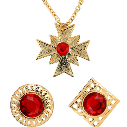 Widmann SRL Dracula ketting met ringen Robijn