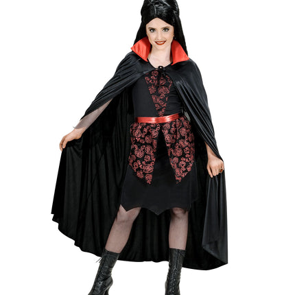 Widmann SRL Dracula vampier cape zwart met rode kraag kind