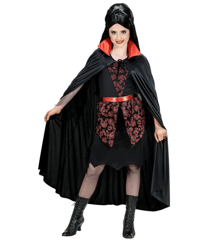 Widmann SRL Dracula vampier cape zwart met rode kraag kind