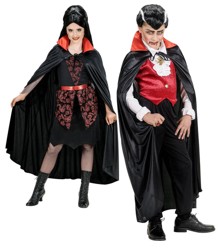Widmann SRL Dracula vampier cape zwart met rode kraag kind