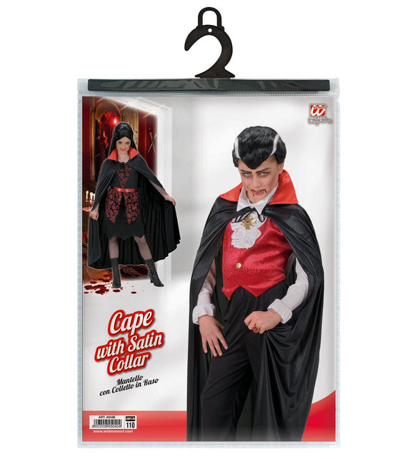 Widmann SRL Dracula vampier cape zwart met rode kraag kind