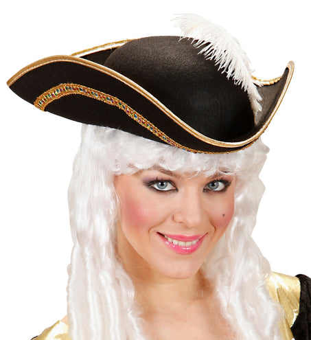 Widmann SRL Driesteek hoed met veer zwart