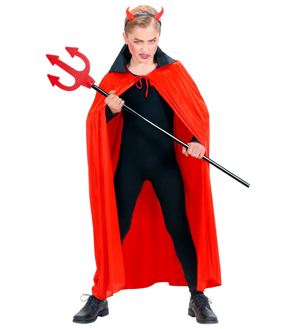Widmann SRL Duivel cape rood met zwart kraag kind
