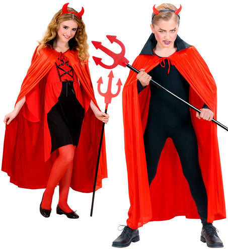 Widmann SRL Duivel cape rood met zwart kraag kind