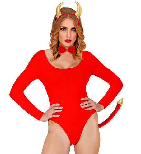 Widmann SRL Duivel hoorns met staart en strik