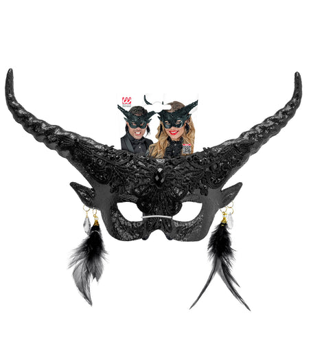 Widmann SRL Duivel masker luxe zwart theater