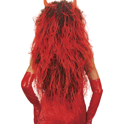 Widmann SRL Duivel pruik lang met hoorntjes