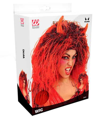 Widmann SRL Duivel pruik lang met hoorntjes