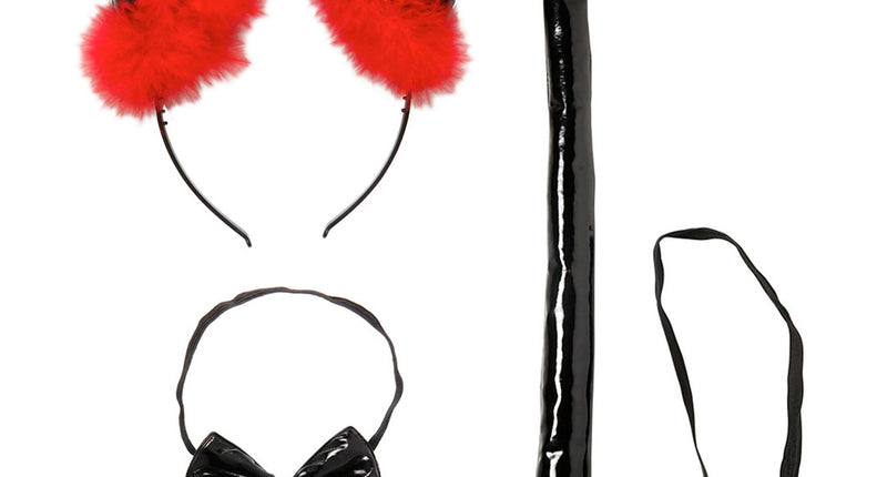 Widmann SRL Duivel verkleed set zwart met marabou