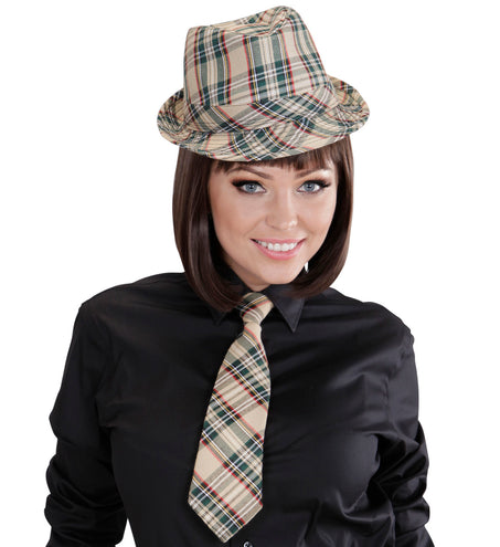 Widmann SRL Fedora Grijs Met Tartan Print