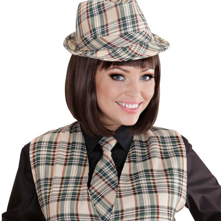 Widmann SRL Fedora Grijs Met Tartan Print