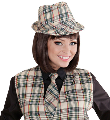 Widmann SRL Fedora Grijs Met Tartan Print