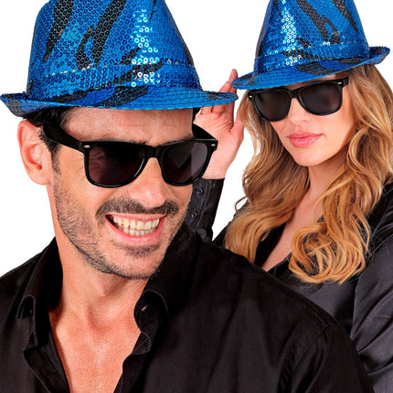 Widmann SRL Fedora pailletten blauwe golf