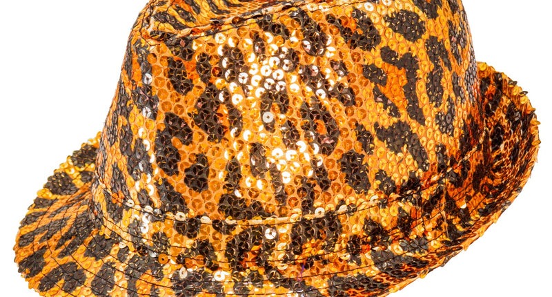 Widmann SRL Fedora pailletten hoed luipaard print