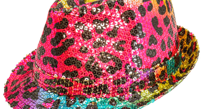 Widmann SRL Fedora pailletten regenboog luipaard hoed