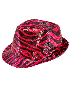 Widmann SRL Fedora pailletten roze tijger print hoed