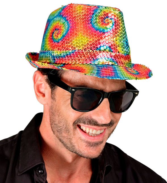 Widmann SRL Fedora pailletten tie dye hoed