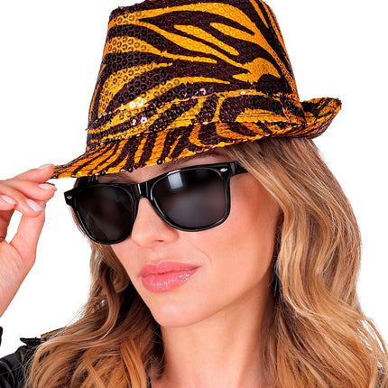 Widmann SRL Fedora pailletten tijger print hoed