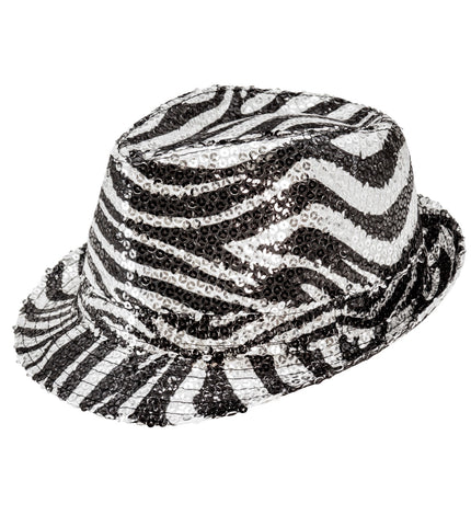 Widmann SRL Fedora pailletten zebra print hoed