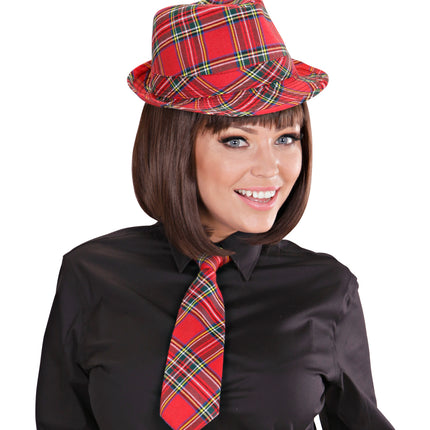 Widmann SRL Fedora Rood Met Tartan Print