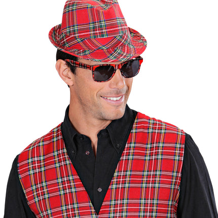 Widmann SRL Fedora Rood Met Tartan Print