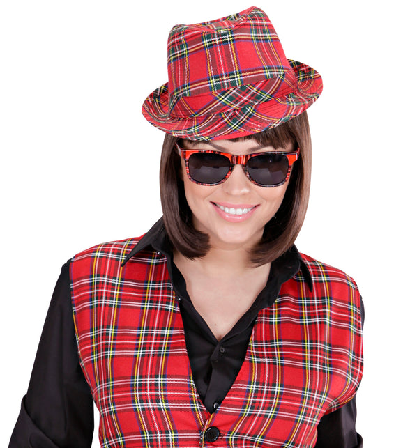 Widmann SRL Fedora Rood Met Tartan Print