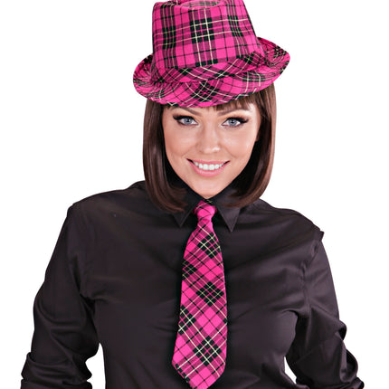 Widmann SRL Fedora Rose Met Tartan Print
