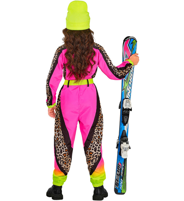 Widmann SRL Fout ski pak snowboarder luipaard roze/geel kind