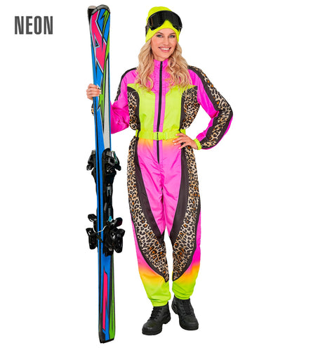 Widmann SRL Fout ski pak snowboarder luipaard roze/geel volwassenen