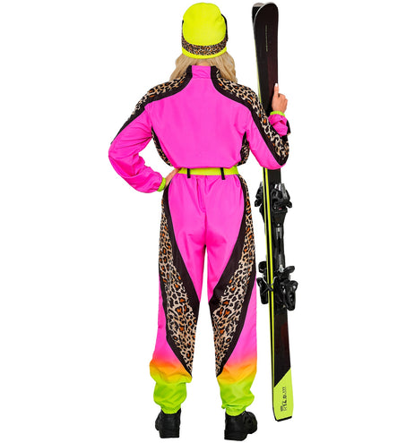 Widmann SRL Fout ski pak snowboarder luipaard roze/geel volwassenen