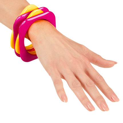 Widmann SRL Geel met roze disco armbandjes
