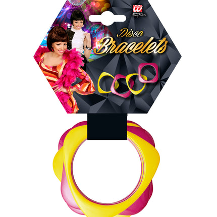 Widmann SRL Geel met roze disco armbandjes