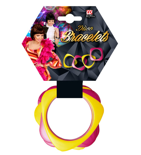 Widmann SRL Geel met roze disco armbandjes
