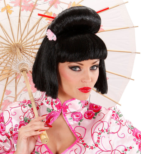 Widmann SRL Geisha pruik bloem met stokjes