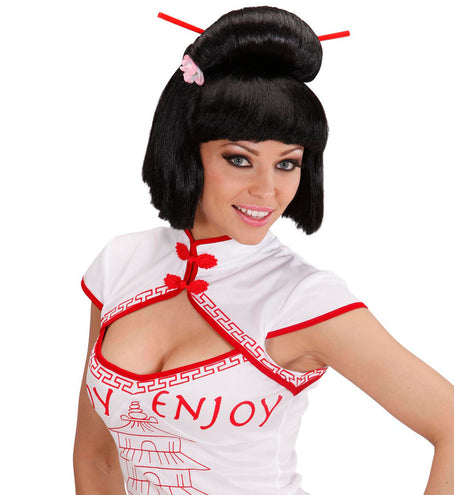 Widmann SRL Geisha pruik bloem met stokjes