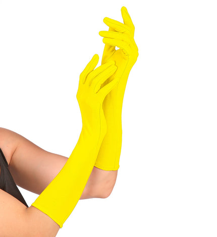 Widmann SRL Gele handschoenen neon lang