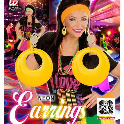 Widmann SRL Gele oorbellen neon disco