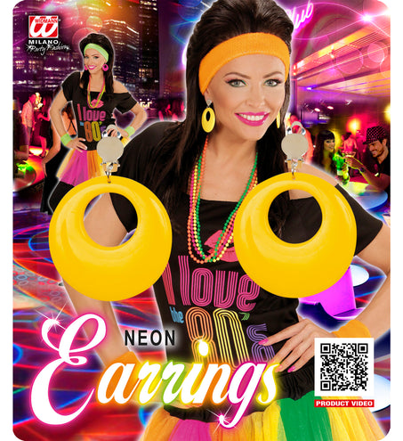 Widmann SRL Gele oorbellen neon disco