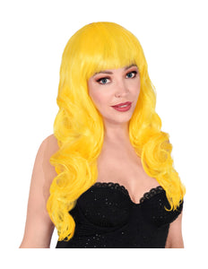 Widmann SRL Gele pruik met pony en lang krullend haar