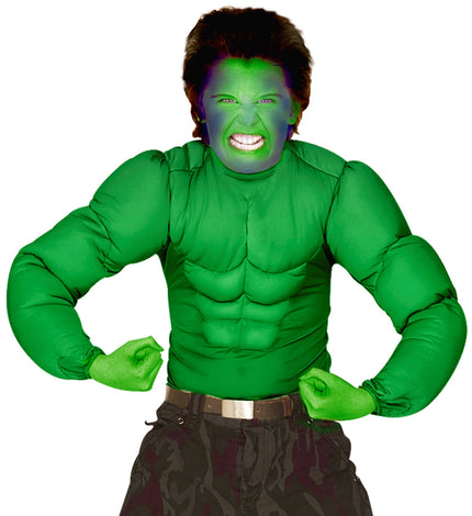 Widmann SRL Gespierd shirt groen Hulk spierballen kind