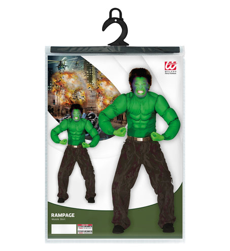 Widmann SRL Gespierd shirt groen Hulk spierballen kind