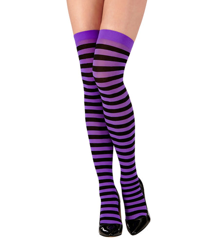 Widmann SRL Gestreepte kniekous paars zwart