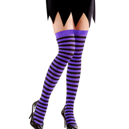Widmann SRL Gestreepte kniekous paars zwart